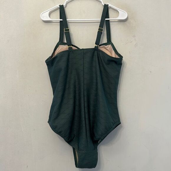 Kona Sol dark green high coverage one piece swimsuit Size 18W New - Picture 3 of 9